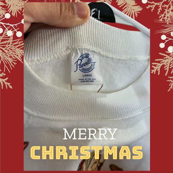 Vintage 90s Panill Santa Claus Christmas Sweatshirt Made in USA – Size Large - Picture 3 of 4